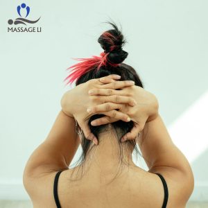 Neck stretch for tension headaches